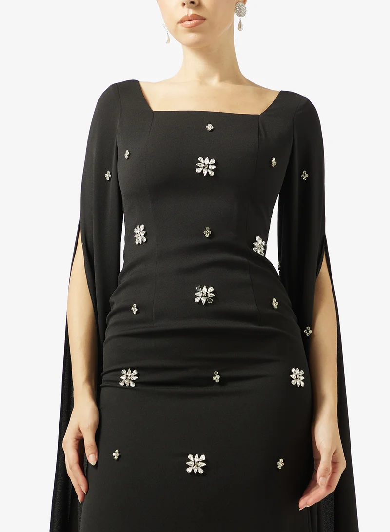 Akadia Fashion  FLARE OPEN SLEEVES CRYSTAL CREPE for Women | Best Price UAE